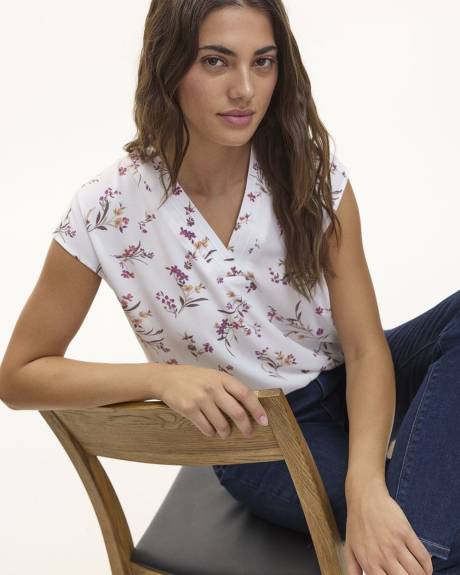 Short-Sleeve V-Neck Blouse