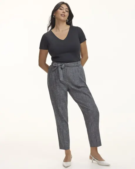 Pantalon à jambe fuselée et taille haute avec ceinture - Petite