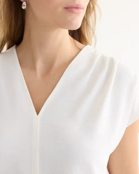 Short-Sleeve V-Neck Blouse