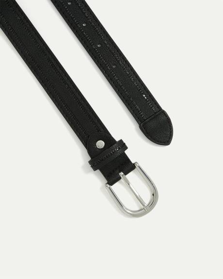 Striped Faux Leather Belt