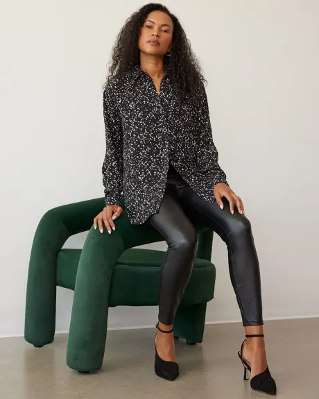 High-Rise Stretch Faux Leather Leggings - Petite