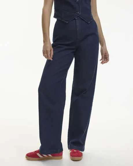 Pantalon en denim à jambe large et taille haute