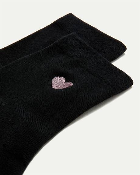 Cotton Crew Socks with Heart