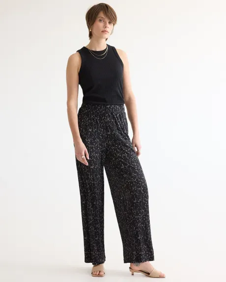 Wide-Leg High-Rise Knit Pants - Petite