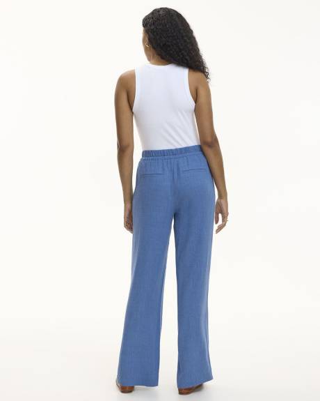 Pantalon en mélange de lin à jambe large - Petite