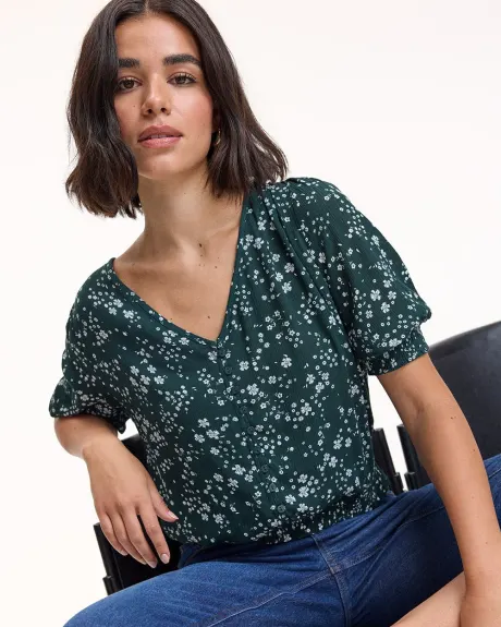 Blouse à manches 3/4 et col V