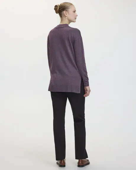 Long-Sleeve Mock-Neck Merino-Blend Tunic