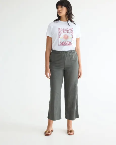 Wide-Leg Cropped Piqué Pant - Petite