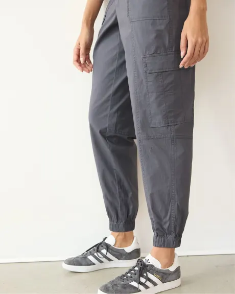 Pantalon jogger en popeline avec poches cargo - Long