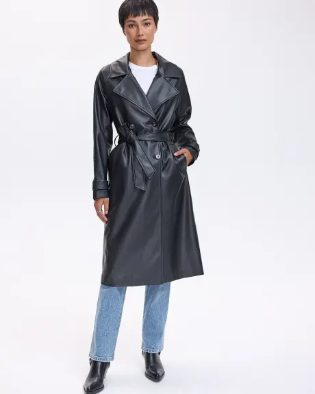 Manteau trench en faux cuir