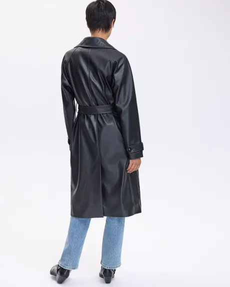 Faux Leather Trench Coat