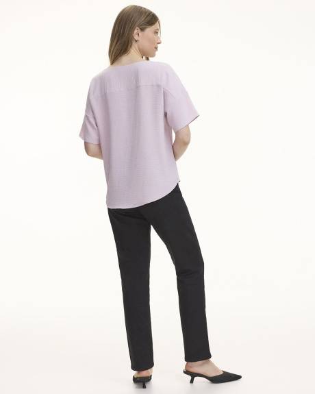 Short-Sleeve Crew-Neck T-Shirt Blouse