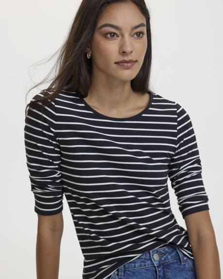 Striped Scoop-Neck Cotton Tee