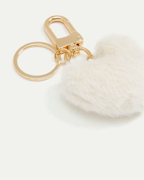 Keychain with Faux Fur Heart