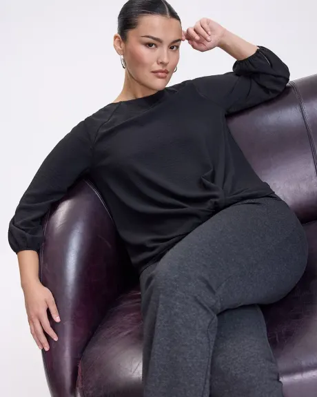 Long-Sleeve Satin Blouse with Twisted Detail