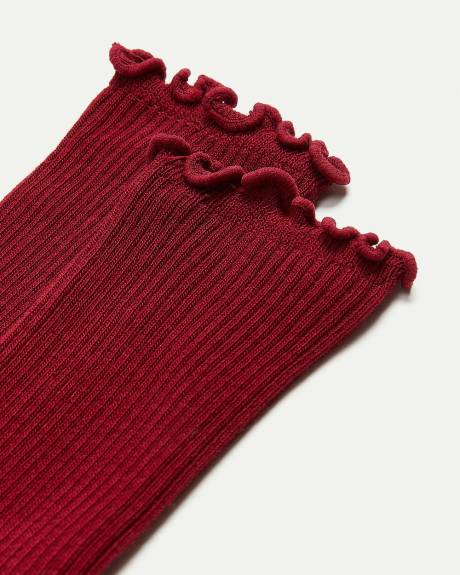 Textured-Knit Crew Socks with Ruffled Hems