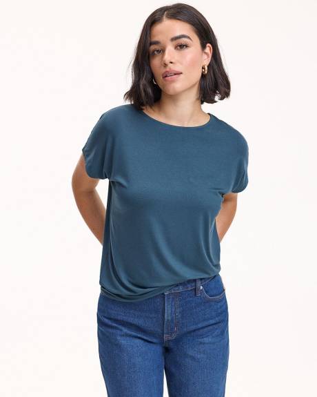 Short-Dolman-Sleeve Boat-Neck Tee