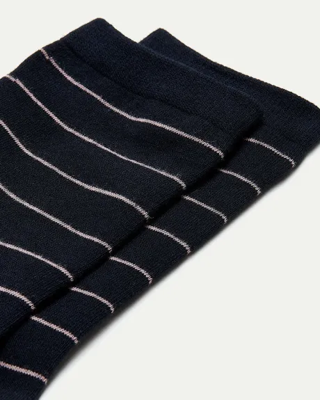 Cotton Crew Socks with Stripes