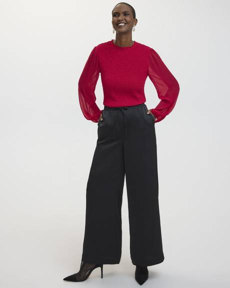 Wide-Leg High-Rise Waffled Pant - Tall