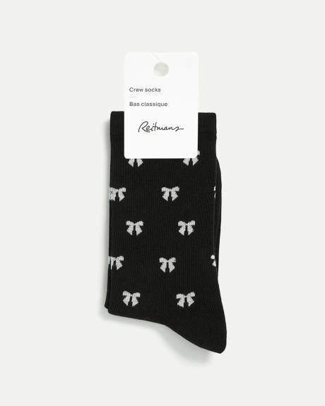 Cotton Crew Socks with Bows