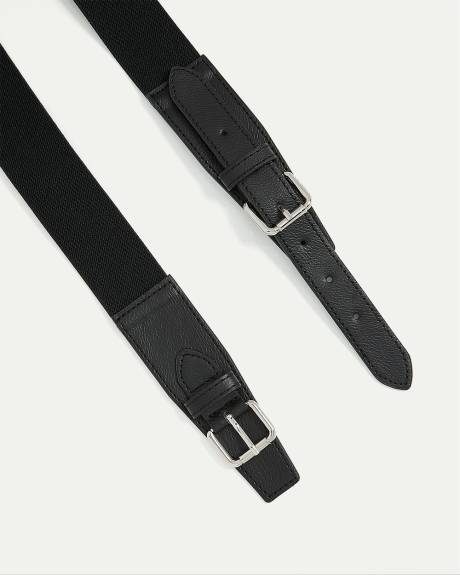 Ceinture de taille en faux cuir extensible avec boucle double