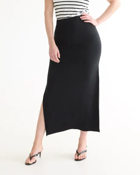 Pull-On Maxi Skirt with Side Slit