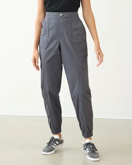 Pantalon jogger en popeline avec poches cargo