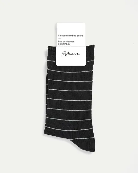 Bamboo Viscose Crew Socks with Stripes