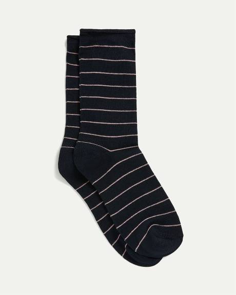 Bamboo Viscose Crew Socks with Stripes