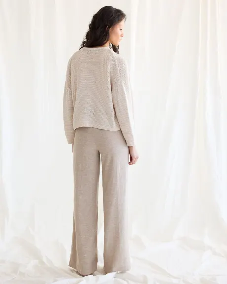 Long-Sleeve Loose Linen-Blend Bolero