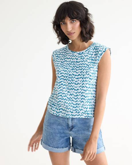 Cap-Sleeve Top with Scoop Neckline