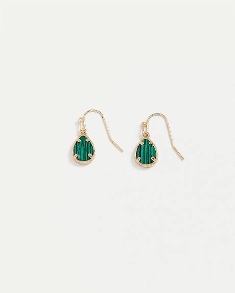 Earrings with Malachite Pendants