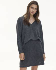 Long-Sleeve V-Neck Semi-Fitted Sweater