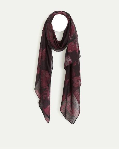 Large Scarf with Tonal Floral Pattern