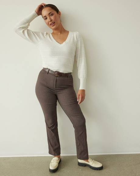 Straight-Leg High-Rise Herringbone Pants, The Iconic - Petite