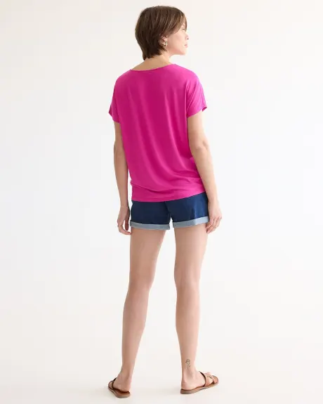 Short-Dolman-Sleeve Boat-Neck Tee