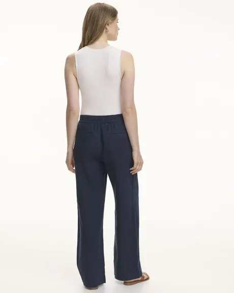 Wide-Leg High-Rise Linen Pant - Petite