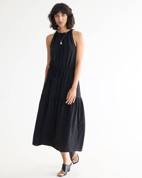 Sleeveless Maxi Dress with Halter Neckline