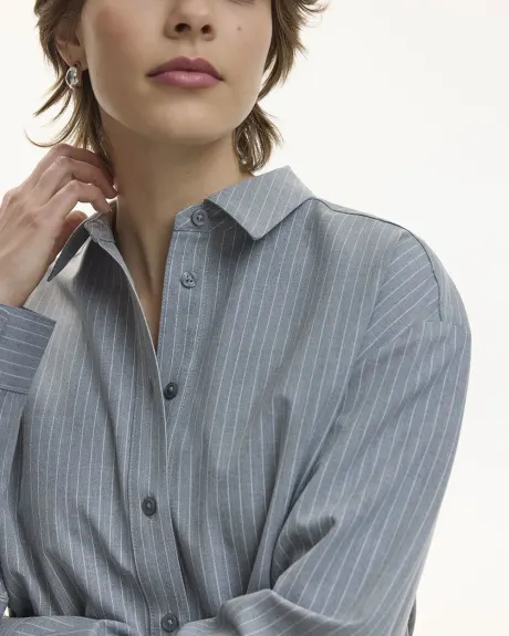 Long-Sleeve Buttoned-Down Blouse with Shirt Collar