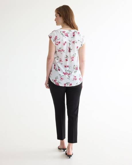 Cap-Sleeve Blouse with Split Neckline - R Essentials