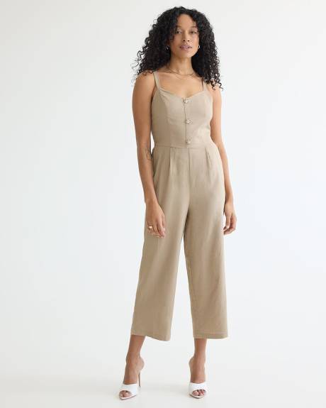 Straight-Leg Sleeveless Jumpsuit with Sweetheart Neckline