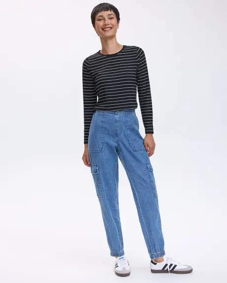 Pantalon jogger en denim avec poches cargo - Long