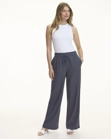 Pantalon en lin à jambe large et taille haute