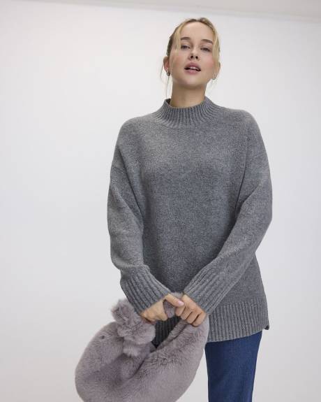 Long-Sleeve Mock-Neck PlushSoft Loose Tunic