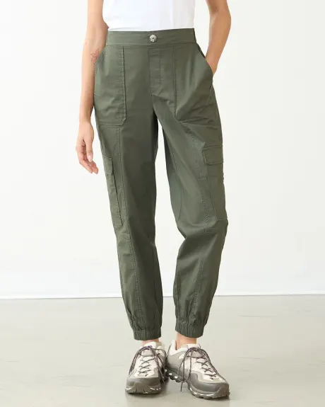 Pantalon jogger en popeline avec poches cargo - Long