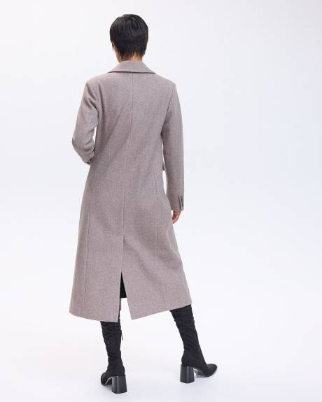 Manteau long avec col en fausse fourrure