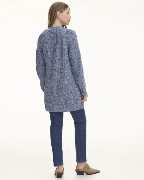 Long-Raglan-Sleeve Open Cardigan