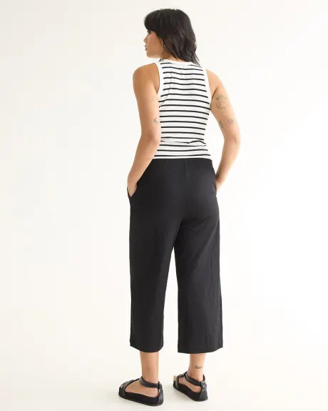 Wide-Leg Cropped Piqué Pant