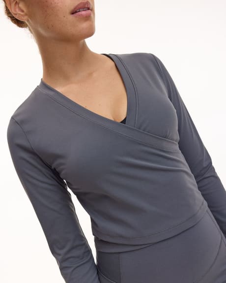 Long-Sleeve V-Neck Wrap Top - Hyba