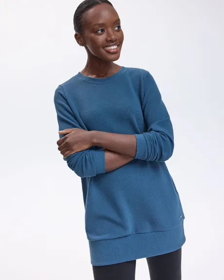 Long-Sleeve Crew-Neck Ottoman-Knit Tunic - Hyba